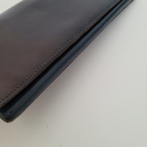 Paul Smith Designer Checkbook Card Bill Holder Wallet Brown Blue Bifold Leather - Picture 11 of 13
